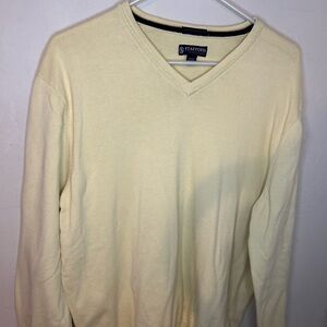 100% pima cotton Stafford Men's light yellow V-Neck Sweater
